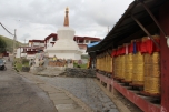 stupa and prayer wheels